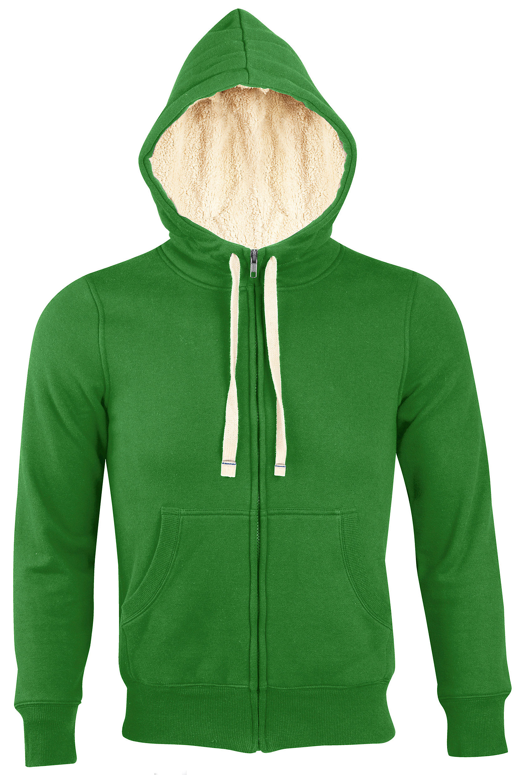 Veste zippée capuche Sherpa Vert Vert, à personnaliser avec le logo de votre club. Veste zippée capuche Sherpa Vert Vert